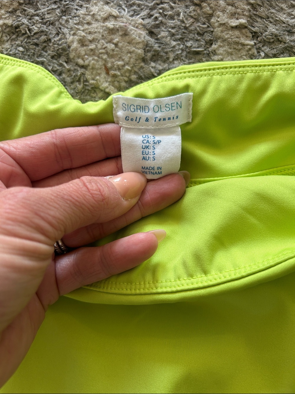 Sigrid Olsen Neon Lime A-Line Skort with White Trim - Picture 2 of 3